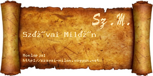 Szávai Milán névjegykártya